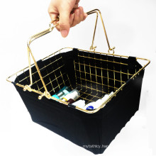 Stock item new fancy mini gold metal wire mesh cosmetic shopping baskets